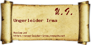 Ungerleider Irma névjegykártya
